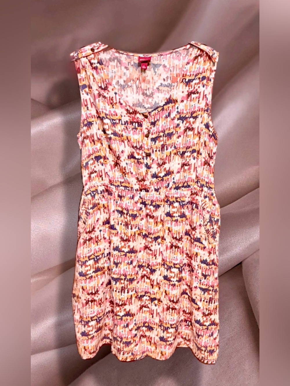 Merona Lightweight Multicolor Mini Dress w/Elasticized Waist size Large